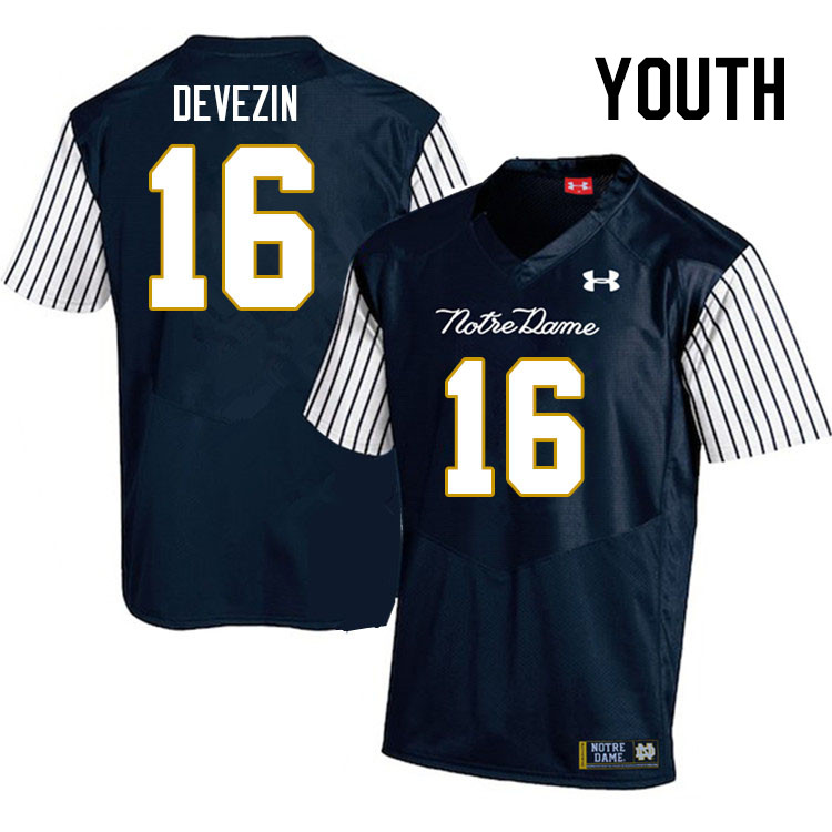 Youth #16 Dylan Devezin Notre Dame Fighting Irish College Football Jerseys Stitched-Alternate - Click Image to Close